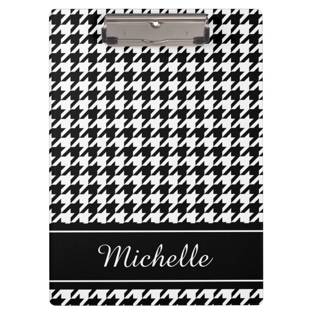 Personalised black houndstooth print clipboard (Front)