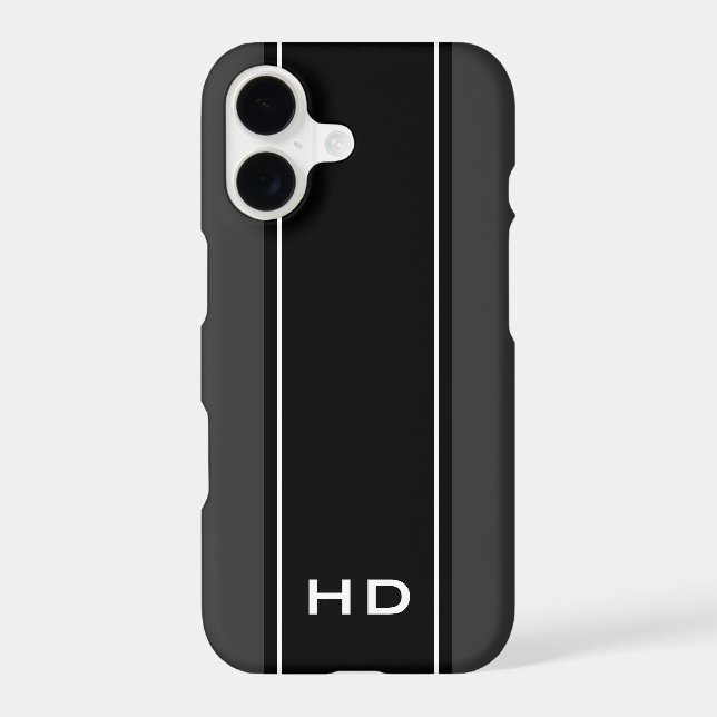 Personalised black iPhone 17 case with monogram (Back)