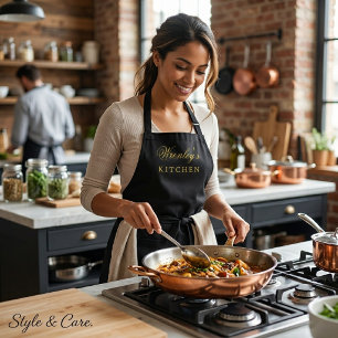 Personalised Black Kitchen Apron with Name