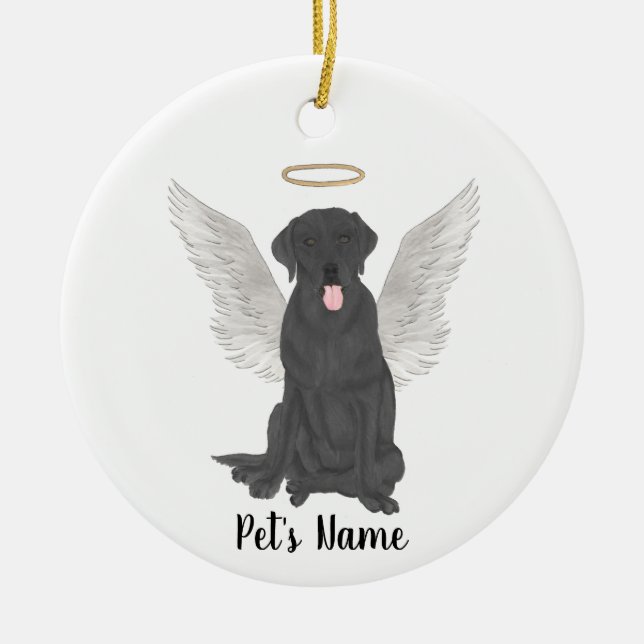 Personalised Black Lab Bereavement Ceramic Ornament (Front)