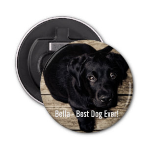 Personalised Black Lab Dog Photo and Dog Name Bottle Opener