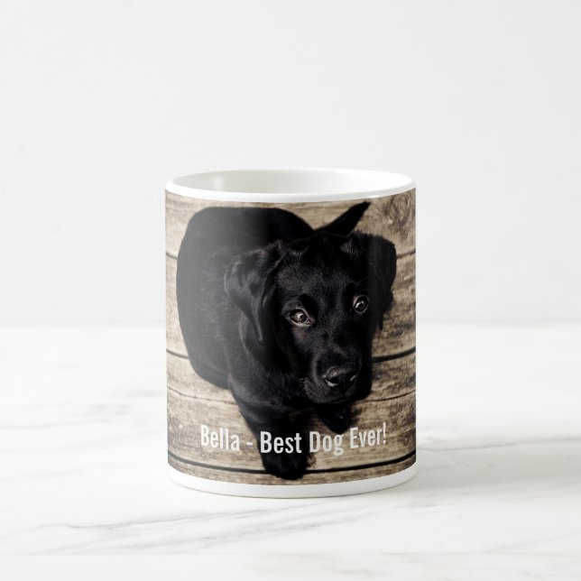 Personalised Black Lab Dog Photo and Dog Name Coffee Mug (Center)
