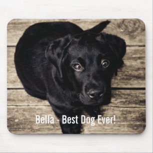 Personalised Black Lab Dog Photo and Dog Name Mouse Pad