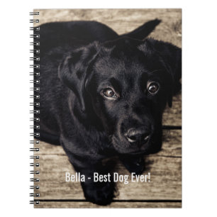 Personalised Black Lab Dog Photo and Dog Name Notebook