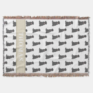 Personalised Black Lab Labrador Pink & White Throw Blanket
