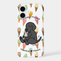 Personalised Black Lab Licking Ice Cream Cartoon