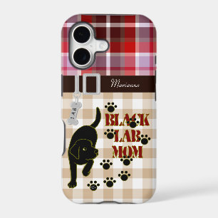 Personalised Black Lab Mum Plaid & Gingham