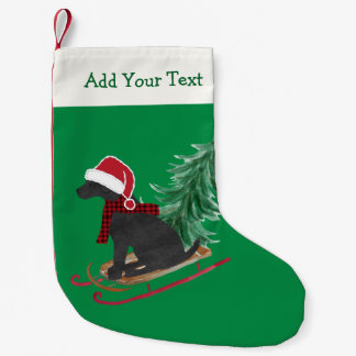 Personalised Black Lab Xmas Sled Small Christmas Stocking
