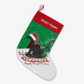 Personalised Black Lab Xmas Sled Small Christmas Stocking