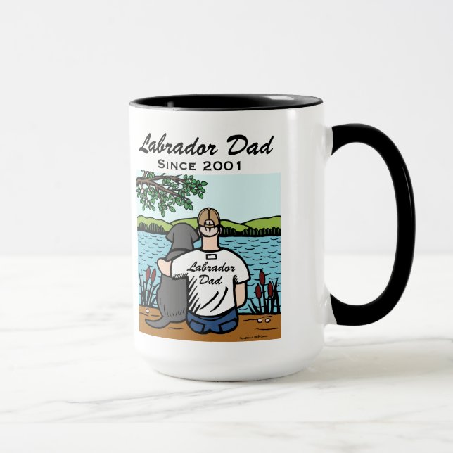 Personalised Black Labrador and Dad Mug (Right)