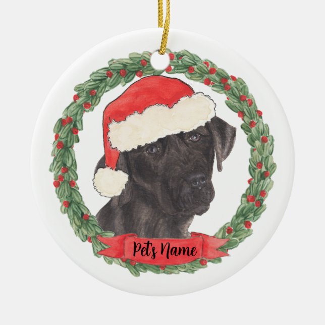 Personalised Black Labrador Ceramic Ornament (Front)