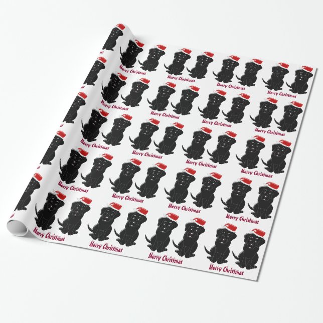 Personalised Black Labrador Christmas Wrapping Paper (Unrolled)