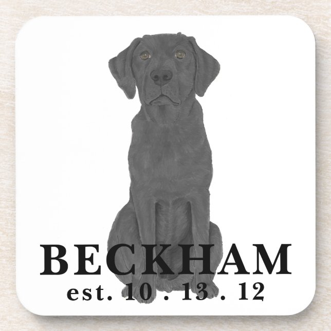 Personalised Black Labrador Coaster (Front)