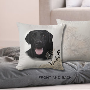 Personalised Black Labrador Dog Photo Image  Cushion