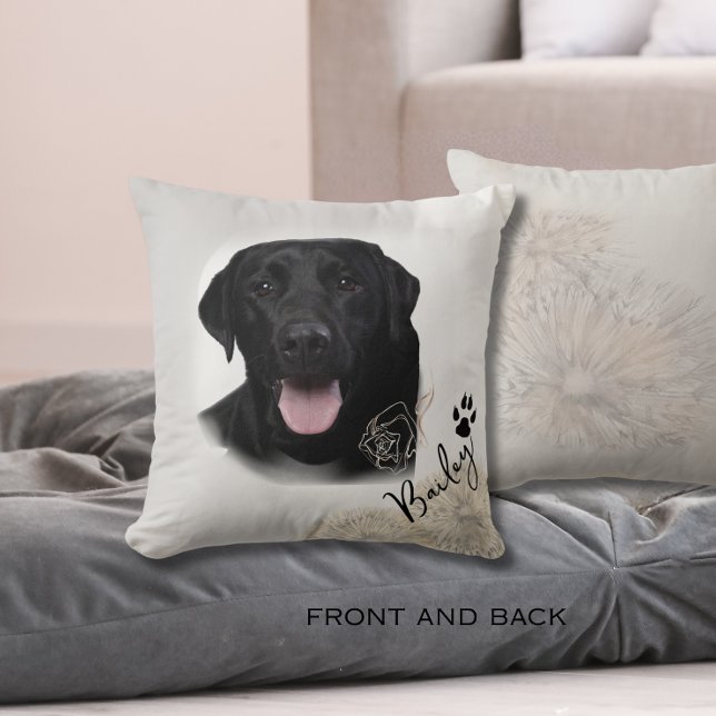 Personalised Black Labrador Dog Photo Image  Cushion (Personalized Black Labrador Dog Photo Image Throw Pillow)