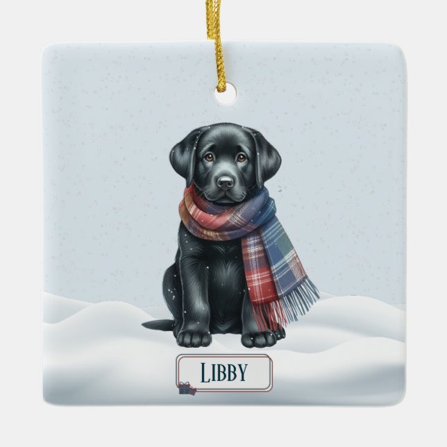 Personalised Black Labrador Retriever Ornament  (Front)