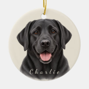 Personalised Black Labrador Retriever with Name  Ceramic Ornament