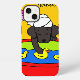 Personalised Black Labrador Rubber Ducks Case Dark