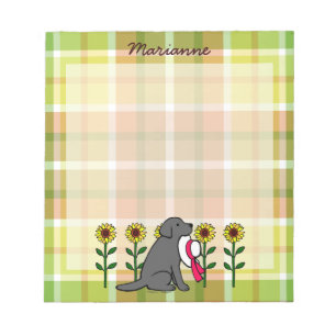 Personalised Black Labrador with Sunflowers Notepad
