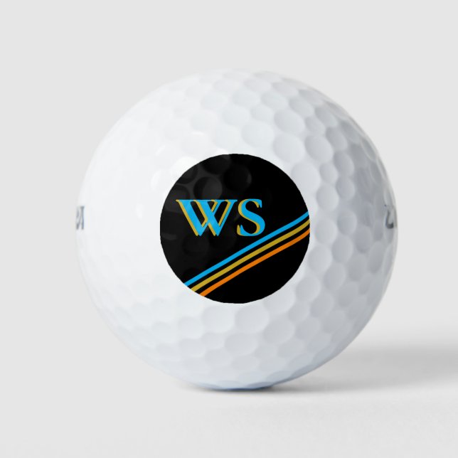 Personalised Black Leather Golf Head Cover Golf Balls (Front)