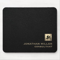 Personalised Black Leather Print Gold Monogram