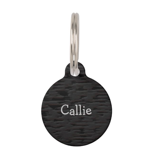 Personalised Black Leather Print Pet Tag (Front)