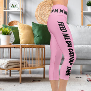 Personalised Black Light Pink Stripes Stylish Fun Capri Leggings