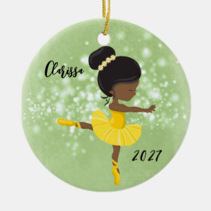 Personalised Black Little Girl Ballerina Ornament