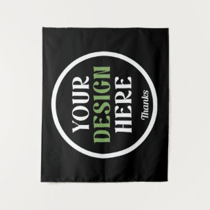 Personalised Black Logo QR Code Business Branding Tapestry