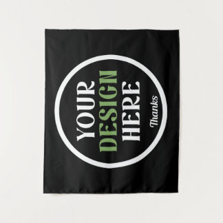 Personalised Black Logo QR Code Business Branding Tapestry