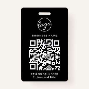Personalised Black Logo QR Code Employee ID Badge