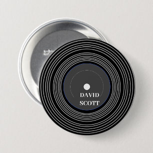 Personalised black Lp vinyl 7.5 Cm Round Badge