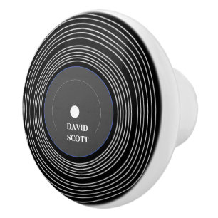 Personalised black Lp vinyl Ceramic Knob