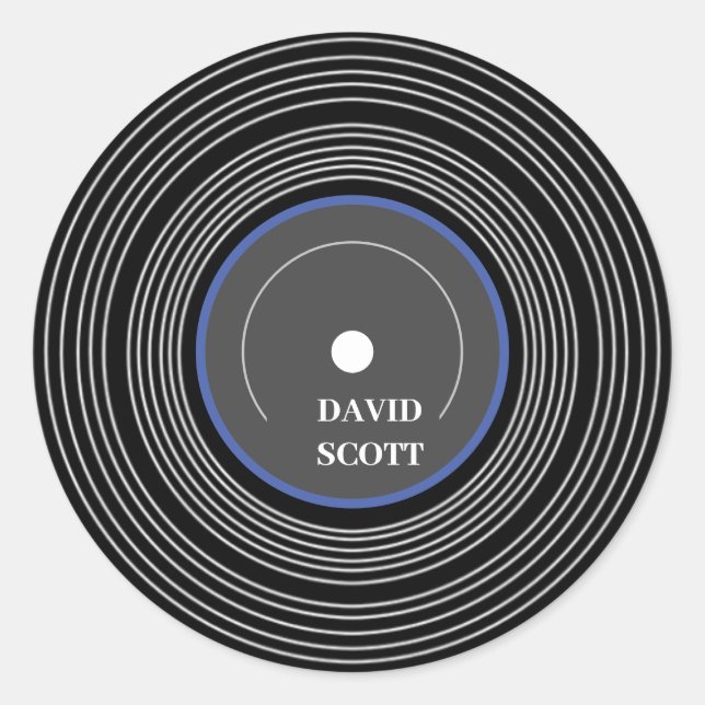 Personalised black Lp vinyl Classic Round Sticker (Front)