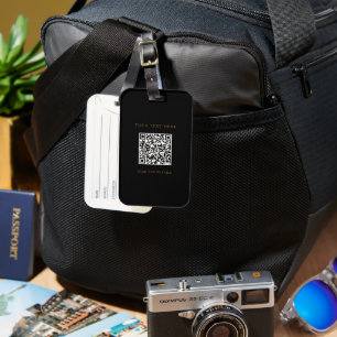 Personalised Black Luggage tag with QR Code