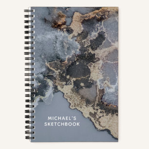 Personalised Black Marble Artist Sketchbook Notebook
