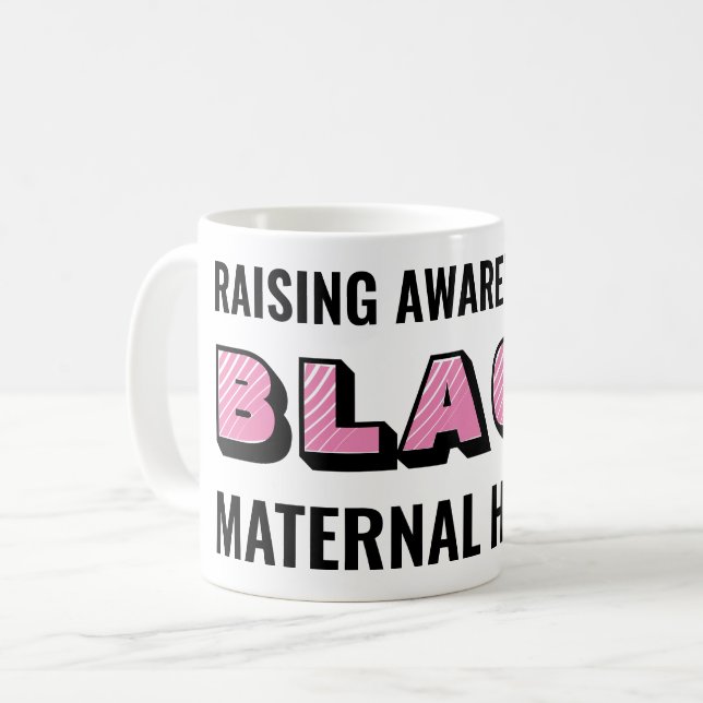 Personalised Black Maternal Health Awareness Coffee Mug (Front Left)