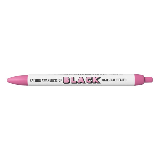 Personalised Black Maternal Health Awareness Ink Pen (Front)