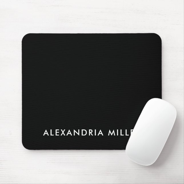 Personalised Black Minimalist Monogram Mouse Pad (With Mouse)