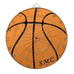Personalised Black Modern orange Basketball Dart B Dartboard