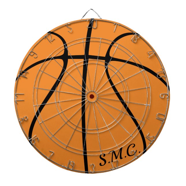 Personalised Black Modern orange Basketball Dart B Dartboard (Front)