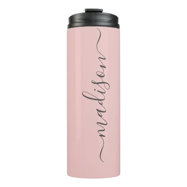 Personalised Black Modern Stylish Typography Chic  Thermal Tumbler (Front)