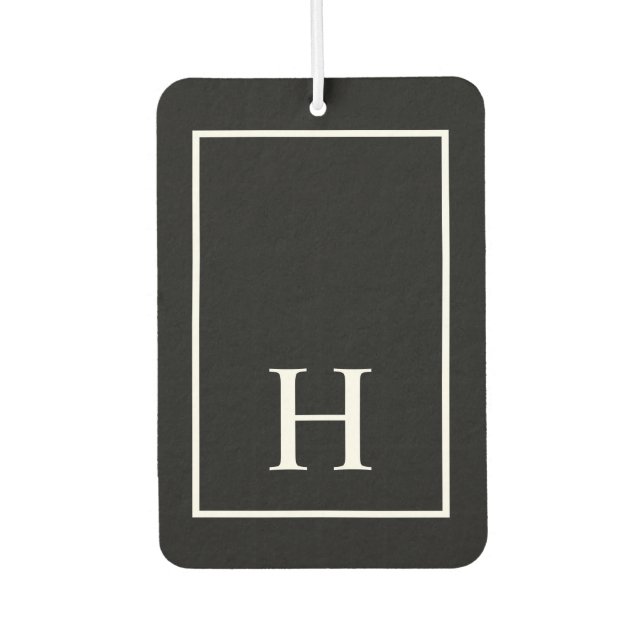Personalised Black Monogram Car Air Freshener (Front)