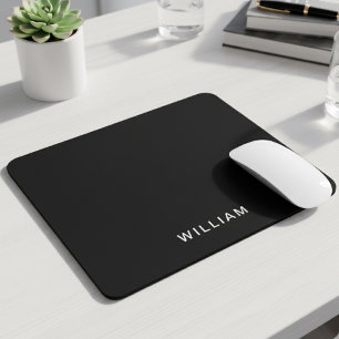 Personalised Black & Monogram Elegant Custom Mouse Pad