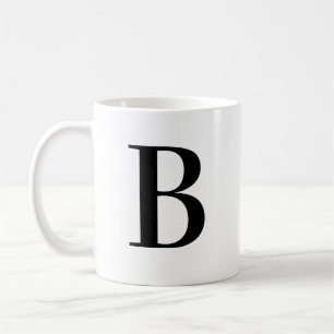 Personalised Black Monogram Letter B Coffee Mug