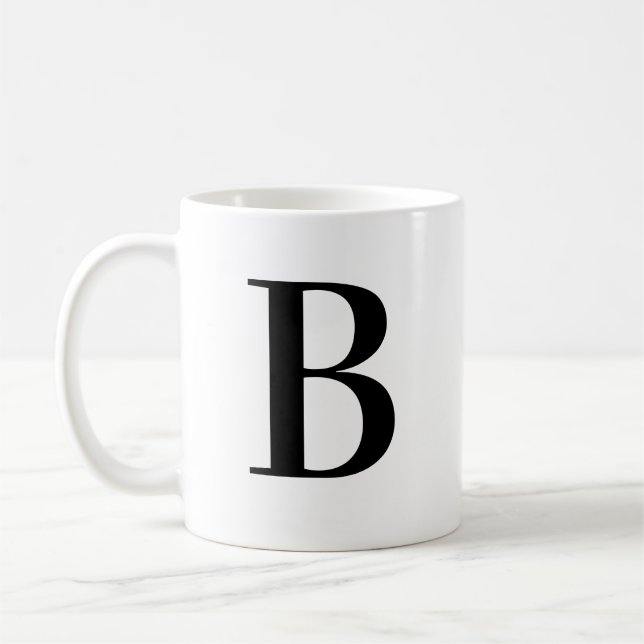 Personalised Black Monogram Letter B Coffee Mug (Left)