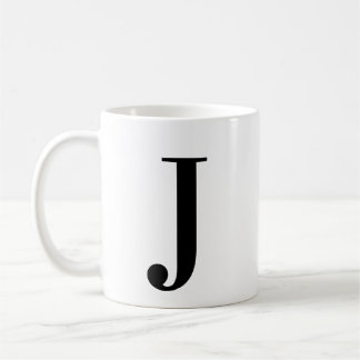 Personalised Black Monogram Letter J Coffee Mug