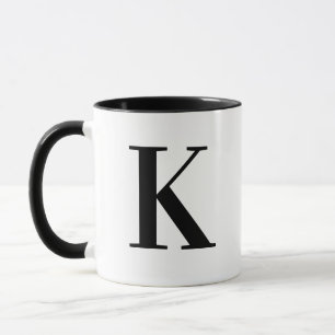 Personalised Black Monogram Letter K Mug
