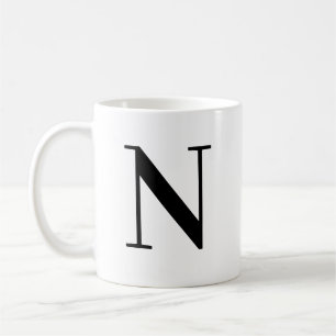 Personalised Black Monogram Letter N Coffee Mug