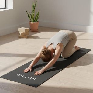 Personalised Black &  Monogram Name Yoga Mat